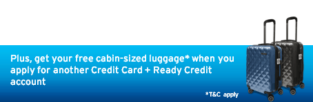 Apply for your 2 Credit Cards + Ready Credit account. Get your free luggage + earn cash back, miles & rewards.