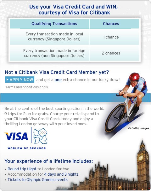Use your Visa Credit Card and WIN, courtesy of Visa for Citibank