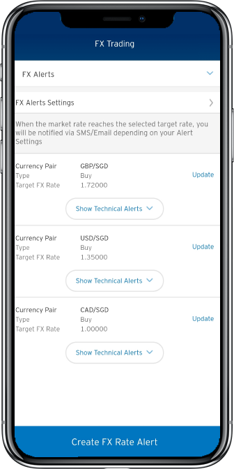 Citibank online foreign exchange app screenshot of hassle free trades