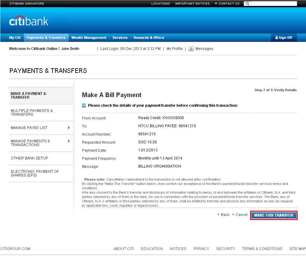 Online Banking Services Citibank Singapore