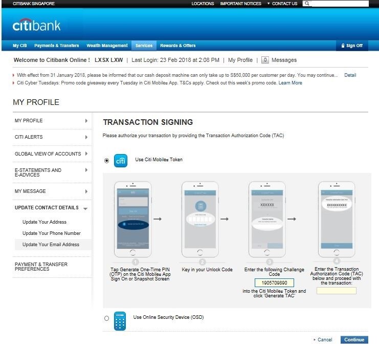 Citibank Online Steps to Update Your Email, Phone and Contact Details
