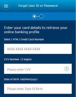 Enter your Card Details to Retrieve your Online Banking Profile